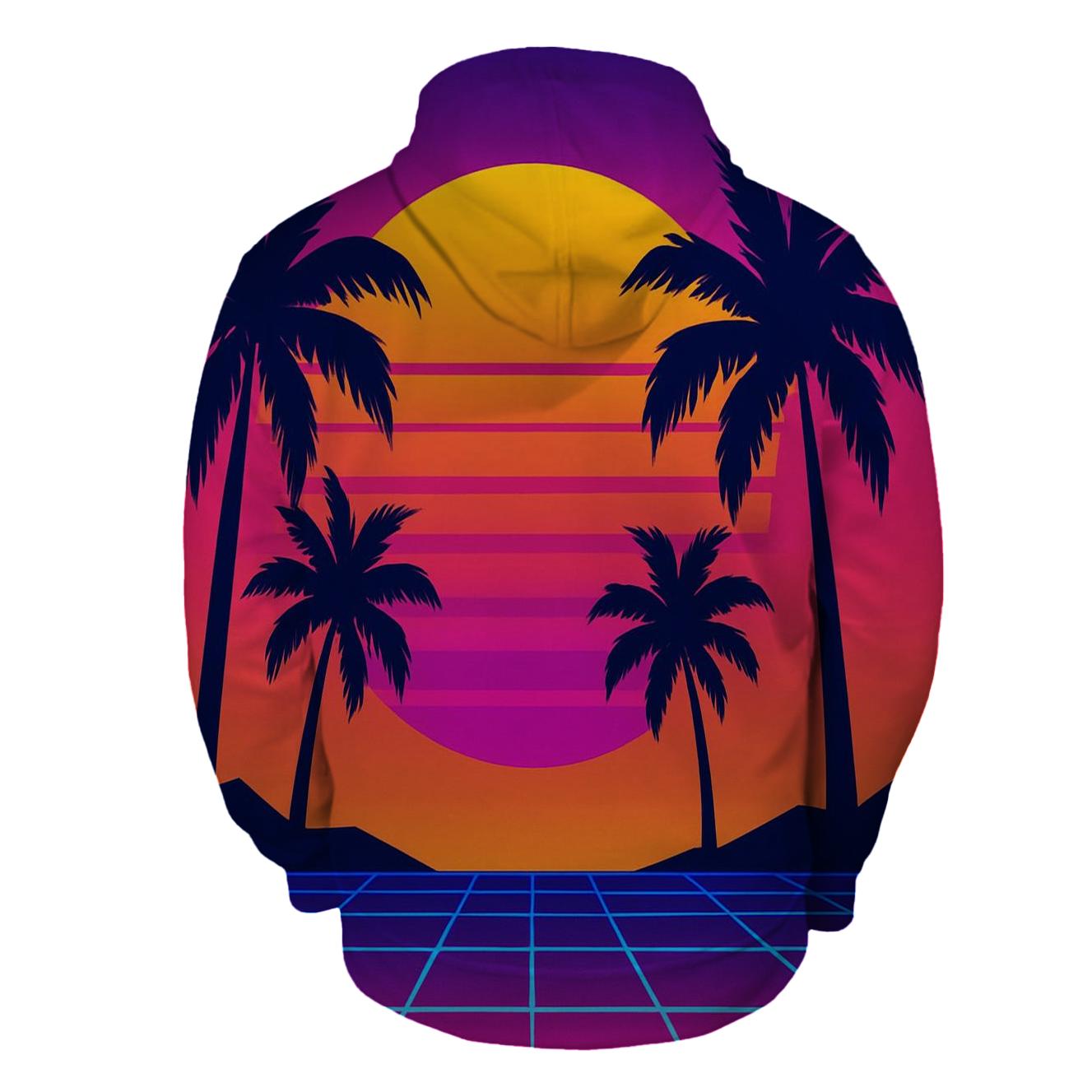 Neon Sunset Palm zip-up hoodies
