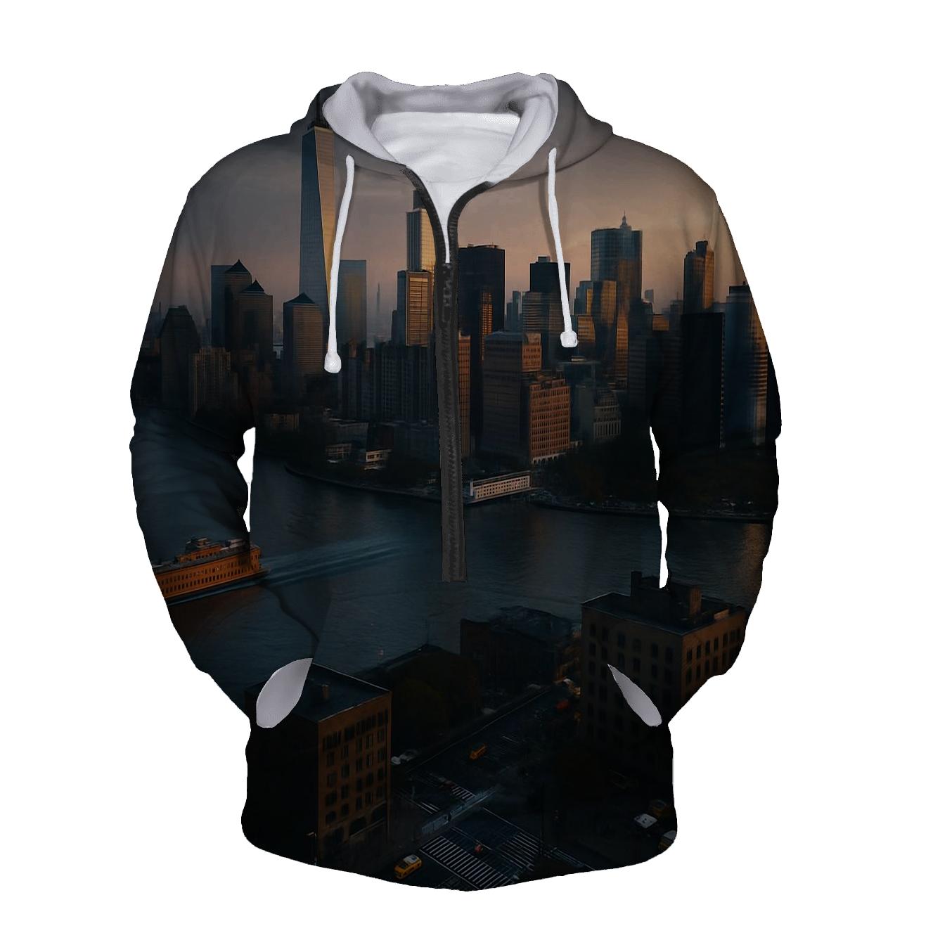 Sunrise Commute Over Lower Manhattan heavyweight hoodies