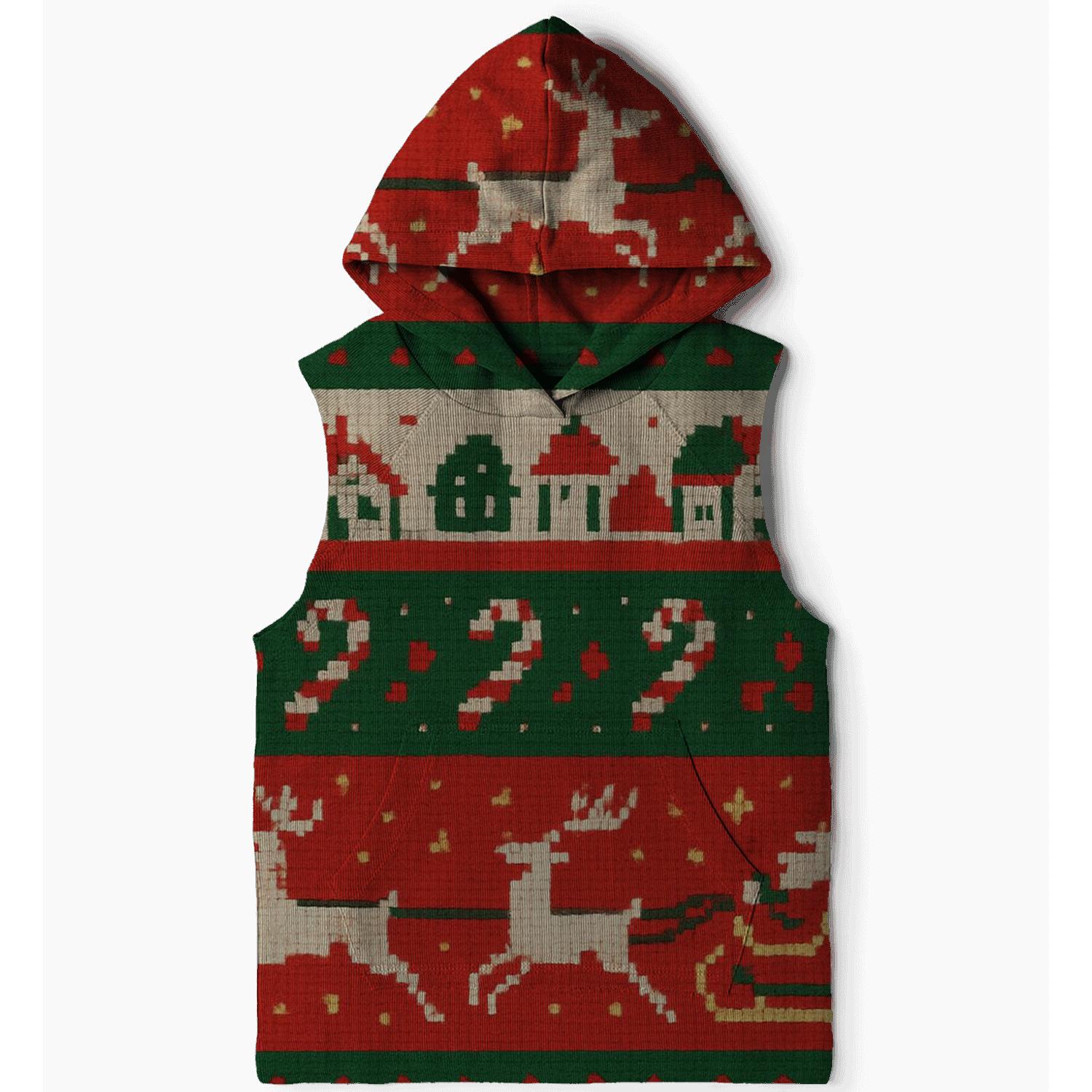 Pixel Santa Sleigh Band Design lightweight hoodies