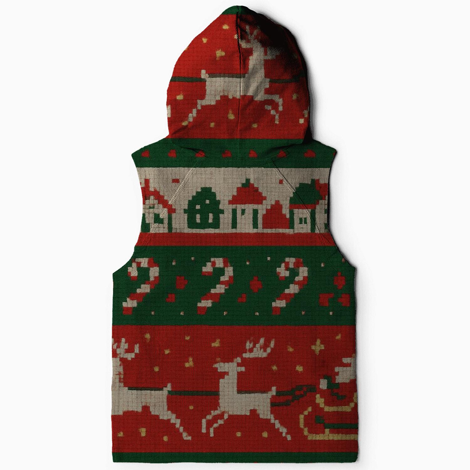 Pixel Santa Sleigh Band Design lightweight hoodies