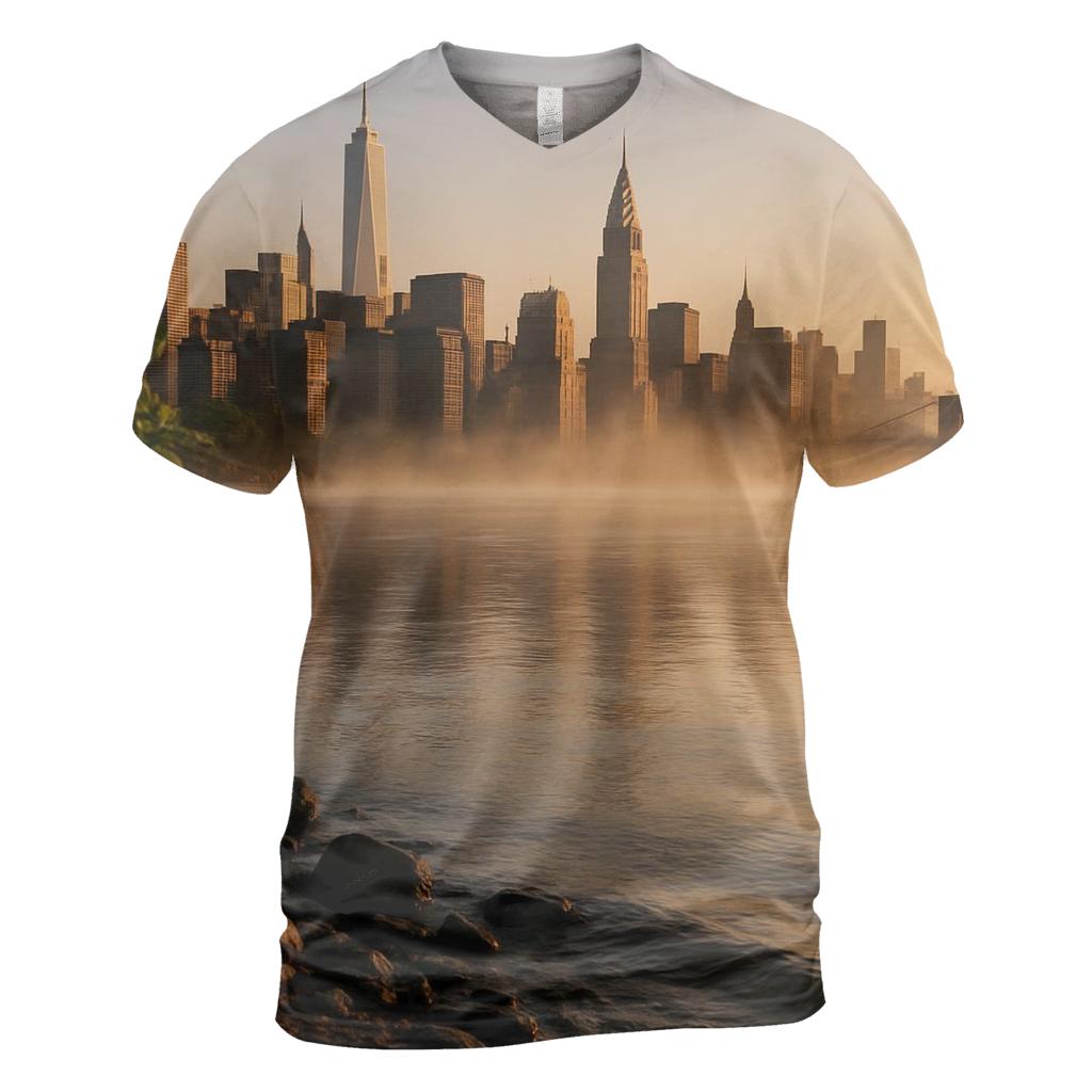 Sunlit Morning Reflections On The East River unique graphic print tees