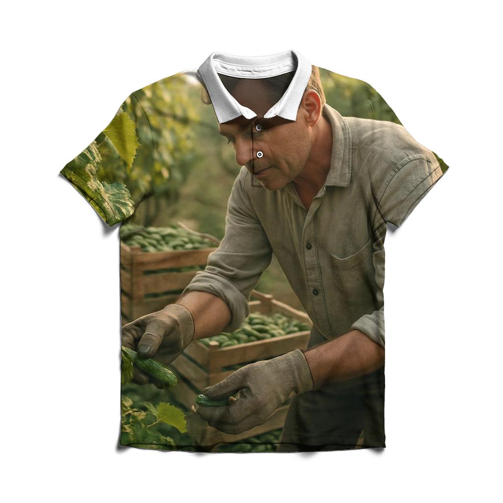 Harvesting Cornichon Cucumbers In French Vineyards classic pique polos