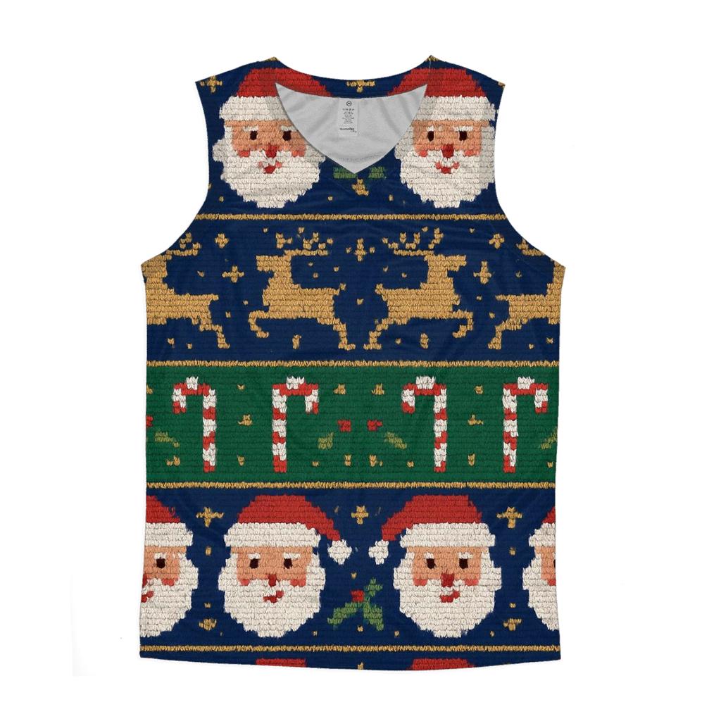Tacky Yuletide Pixel Parade Design cotton sleeveless tops