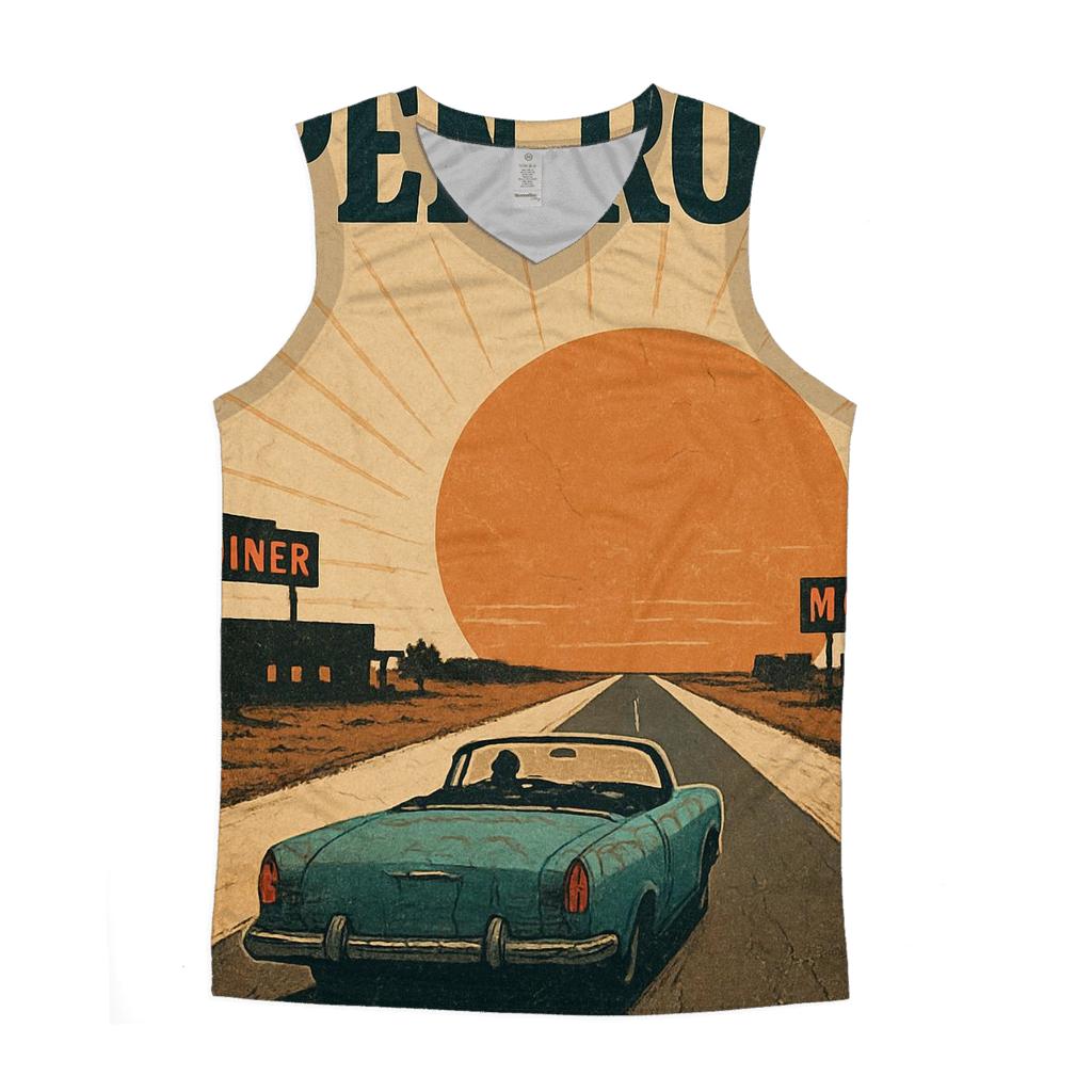 Sunset Roadhouse Travel Poster cotton sleeveless tops