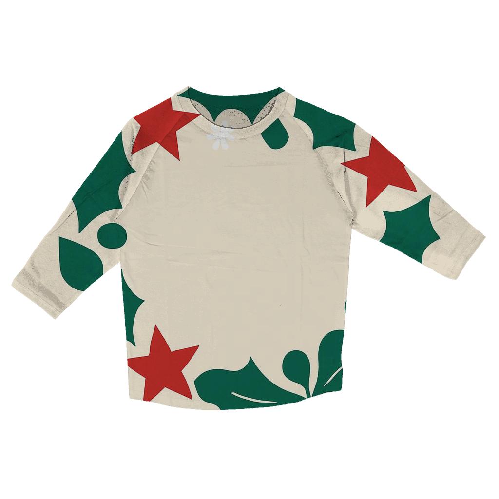 Geometric Holly Wreath printed three quarter sleeve shirts