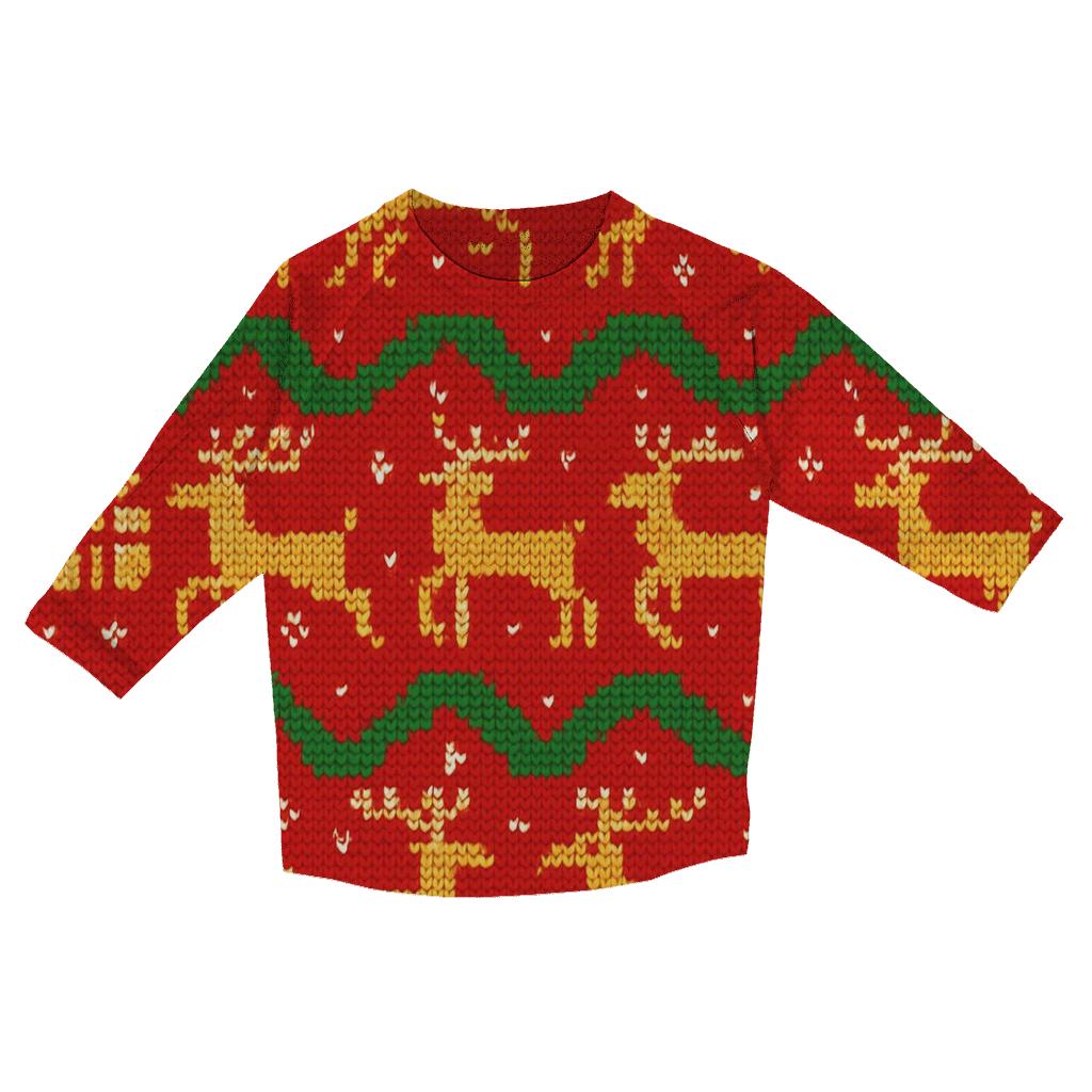 Tinsel Reindeer Marathon Design trendy 3/4 sleeve tops