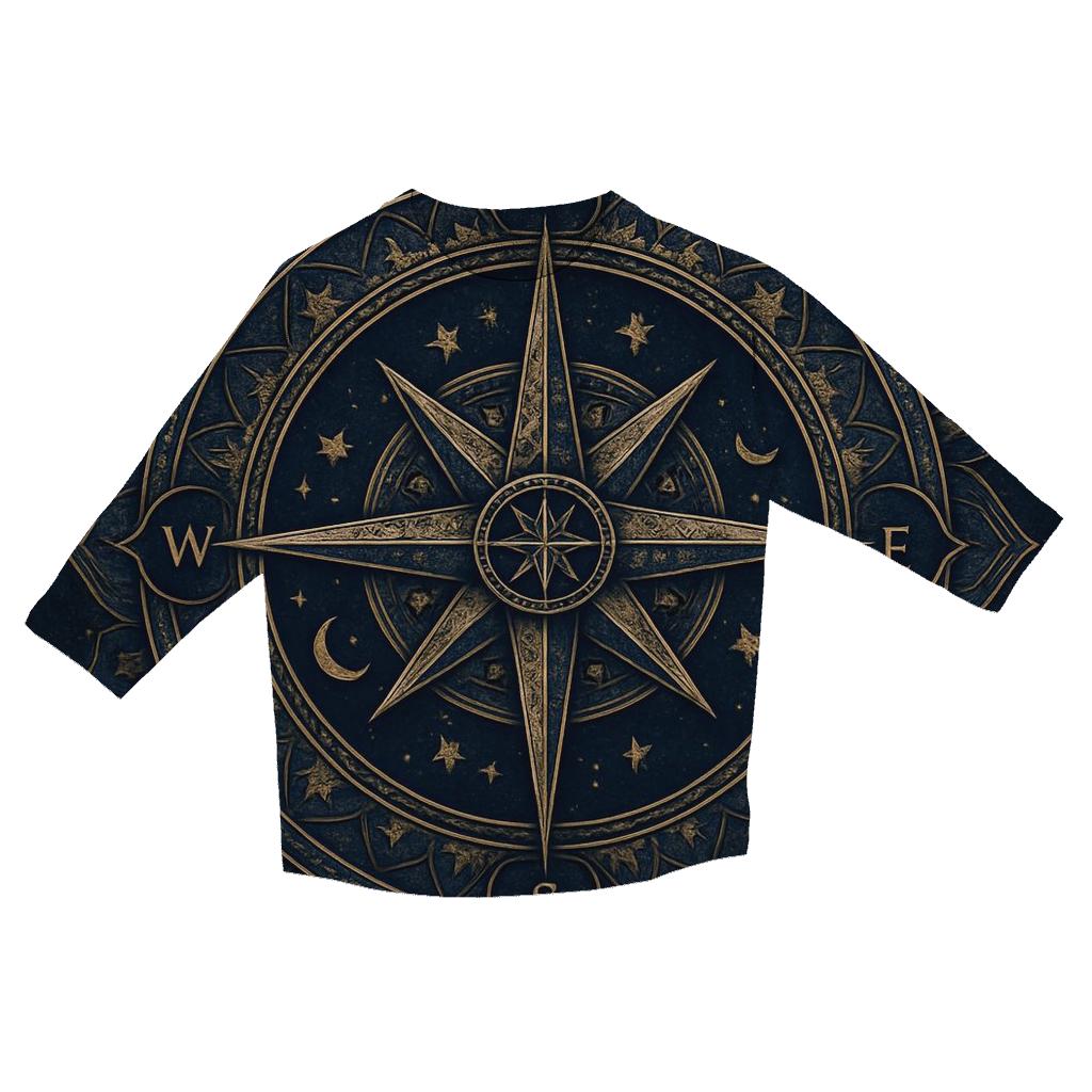 Celestial Compass Mandala casual three quarter sleeve shirts