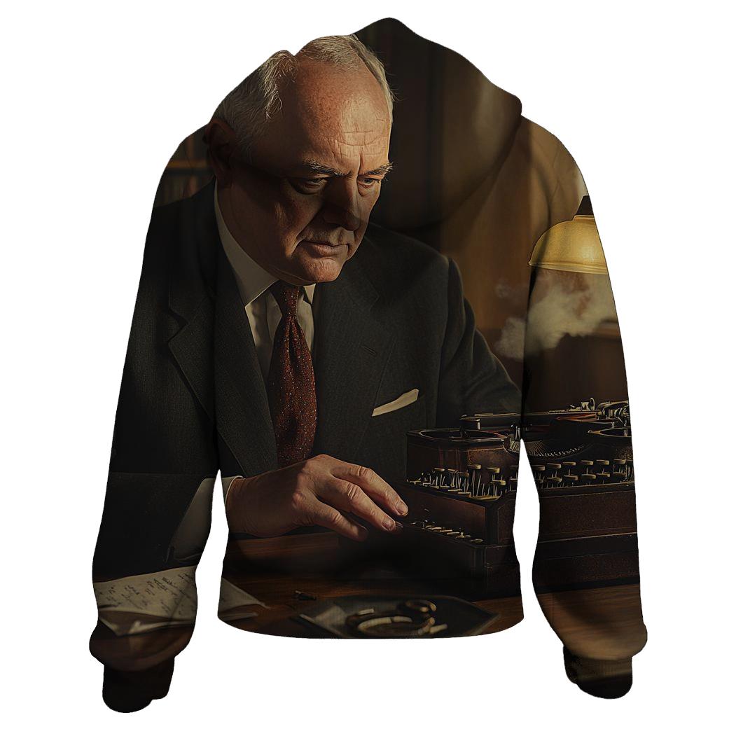 Graham Greene At Midnight Typewriter graphic hoodies