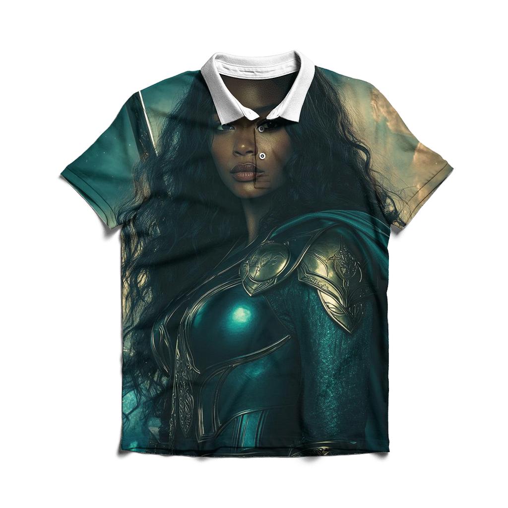 Tessa Thompson: Valkyries Heart Of The Bifrost embroidered polo tops