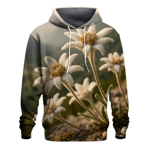 High Altitude Edelweiss Meadow Study graphic hoodies