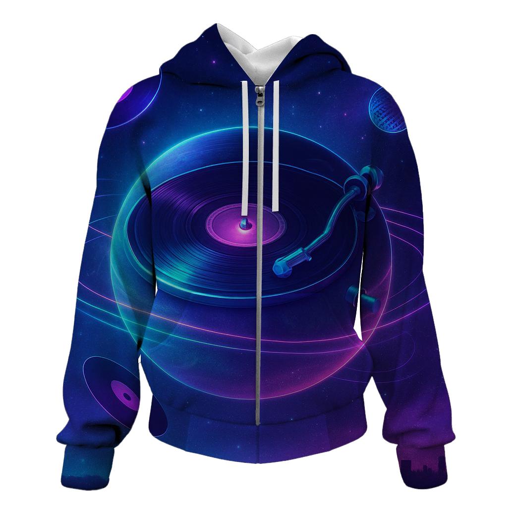 Neon Turntable Nebula custom hoodies