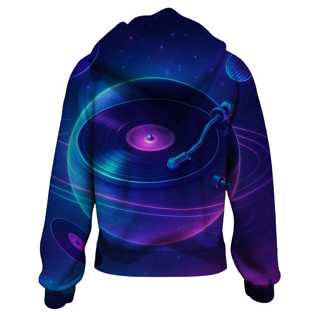 Neon Turntable Nebula custom hoodies