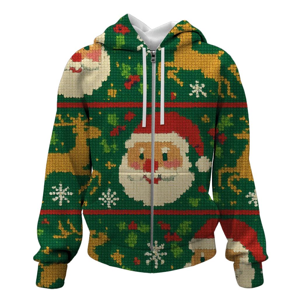 Festive Santa Reindeer Tapestry Design heavyweight hoodies