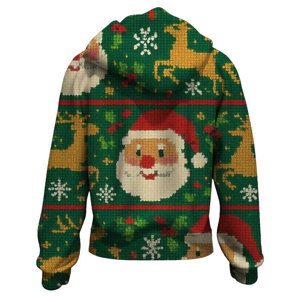 Festive Santa Reindeer Tapestry Design heavyweight hoodies