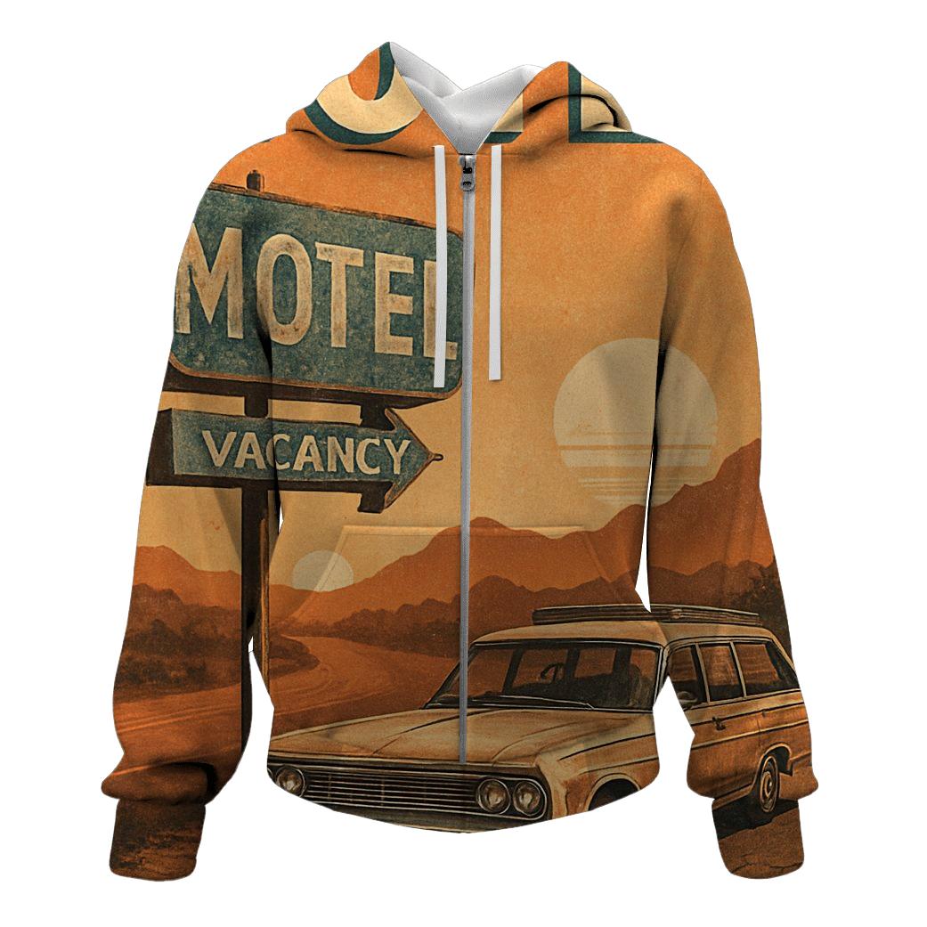 Sunset Roadside Motel Postcard graphic hoodies