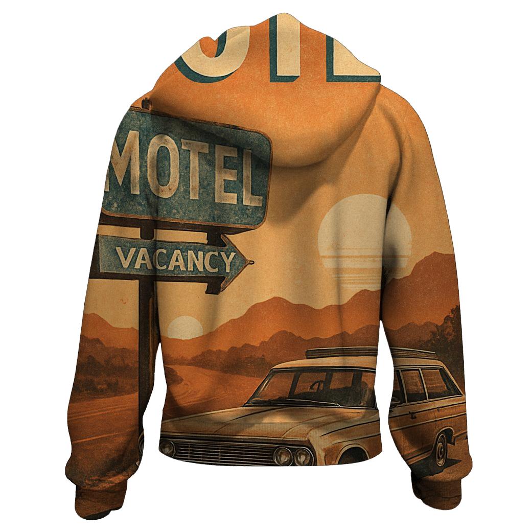 Sunset Roadside Motel Postcard graphic hoodies