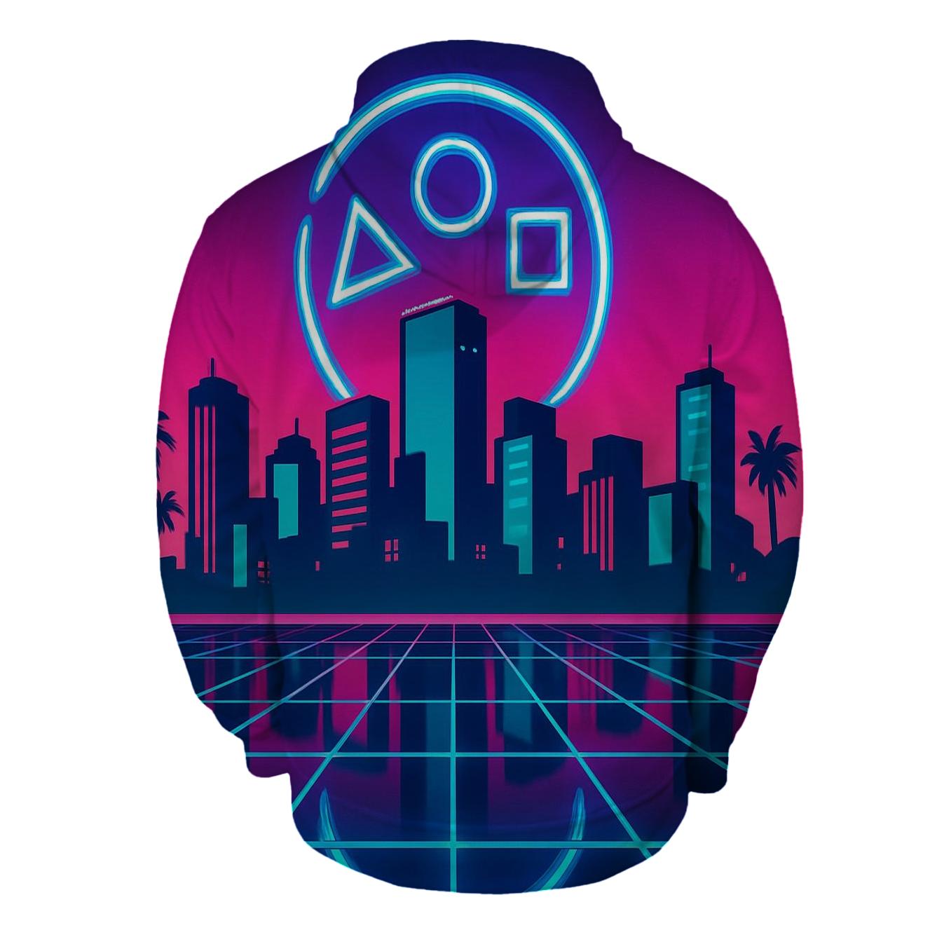 Neon Skyline Carousel zip-up hoodies