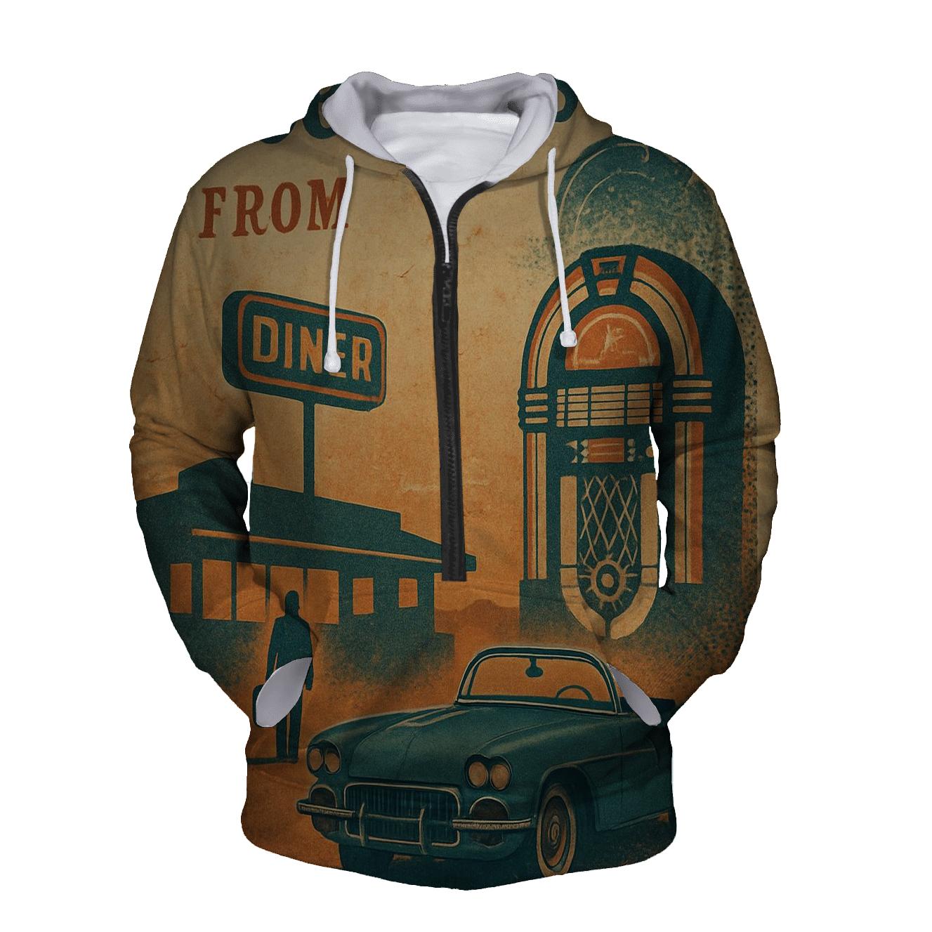 Sunset Diner Roadside Postcard graphic hoodies