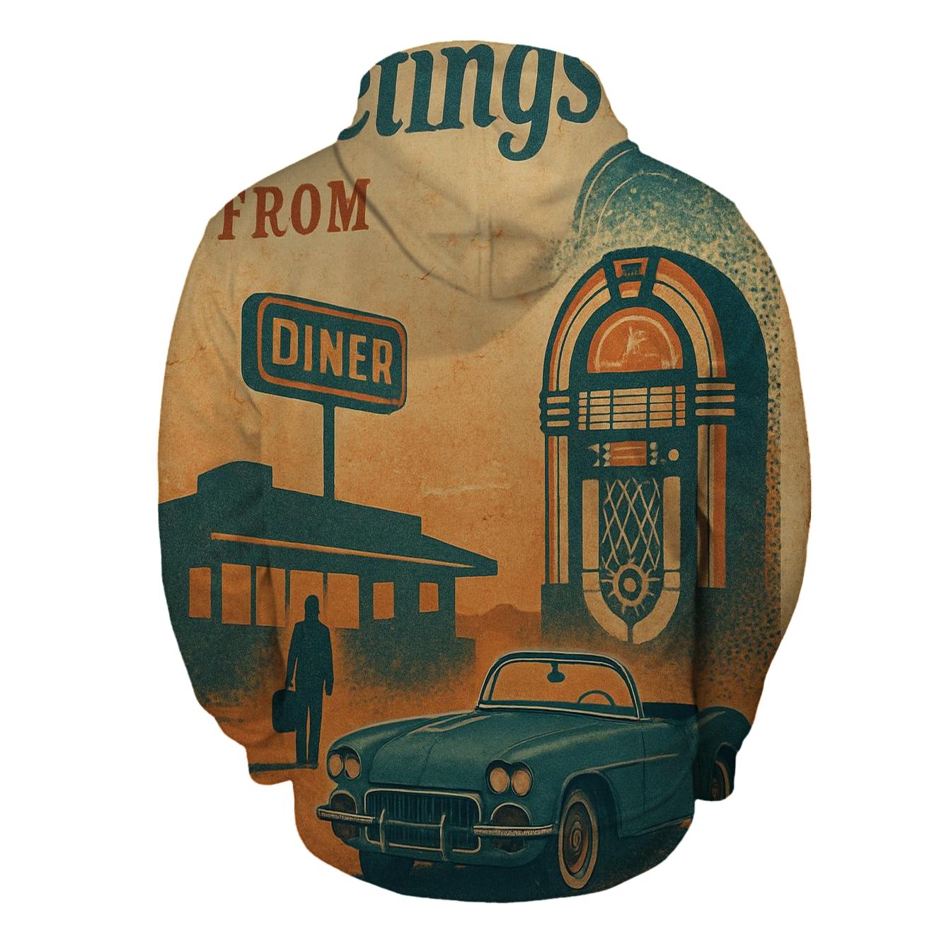Sunset Diner Roadside Postcard graphic hoodies