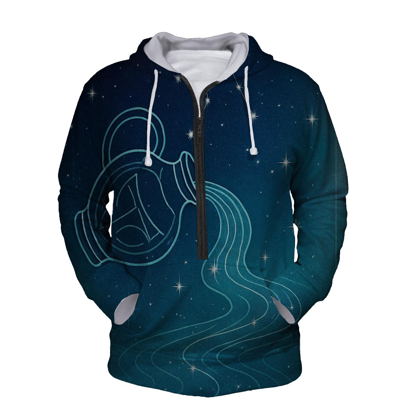 Aquarius Holographic Water Bearer Map custom hoodies