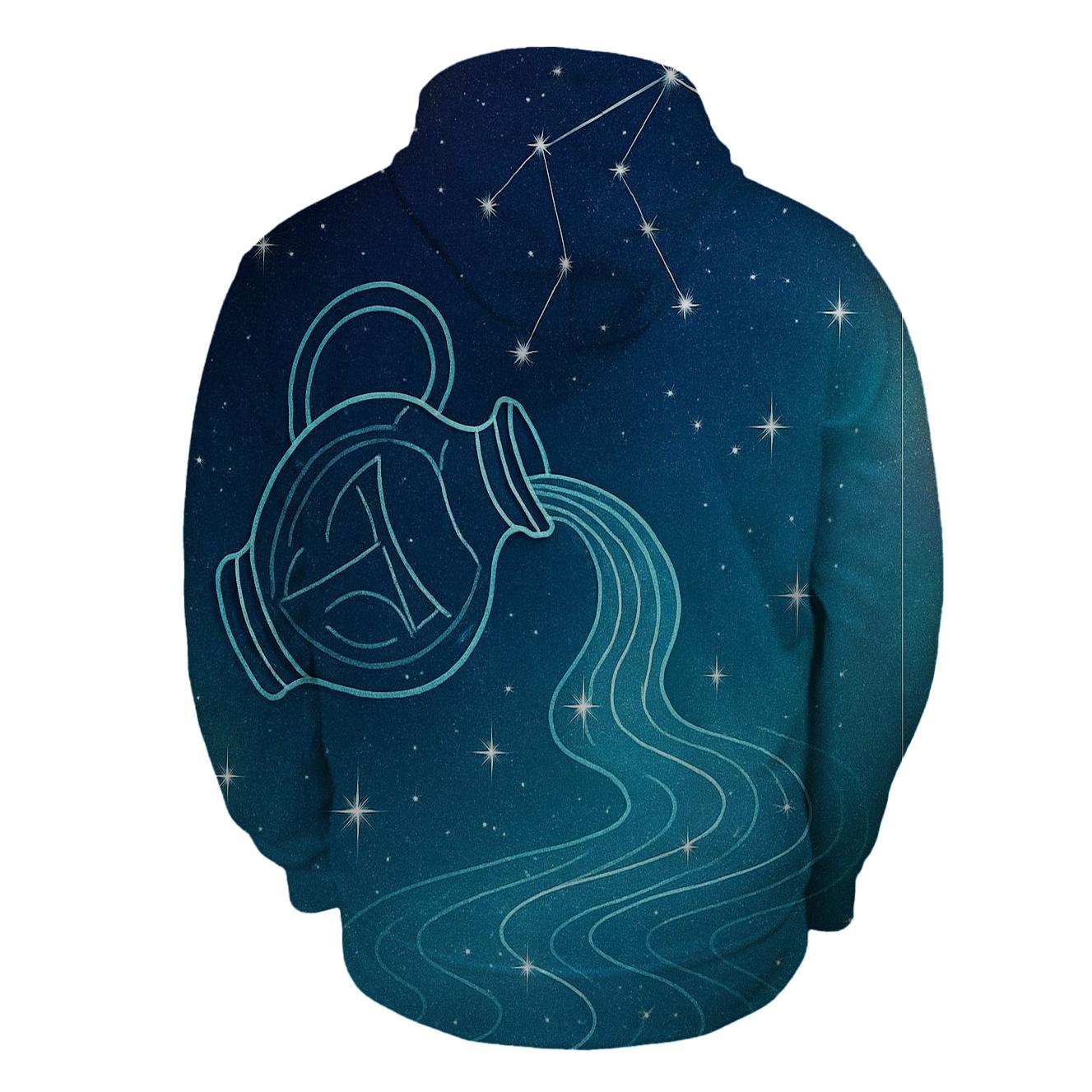 Aquarius Holographic Water Bearer Map custom hoodies
