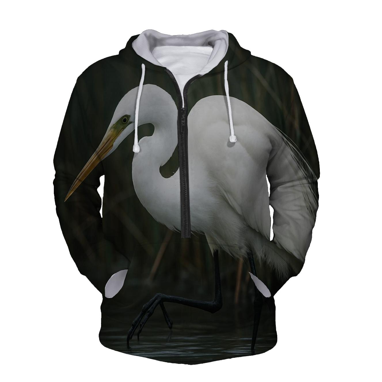 Marsh Sentinel Great Egret lightweight hoodies