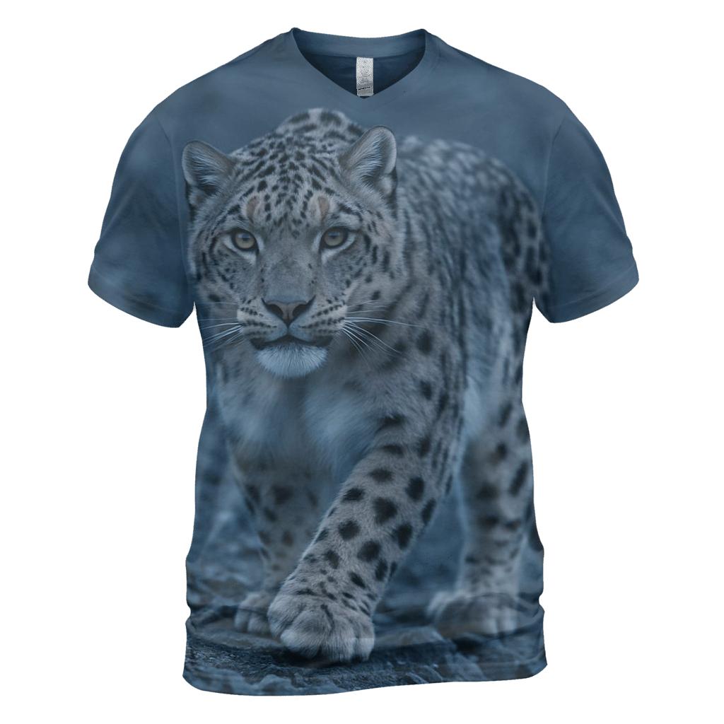 Misty Ridge Stalker Snow Leopard unique graphic print tees