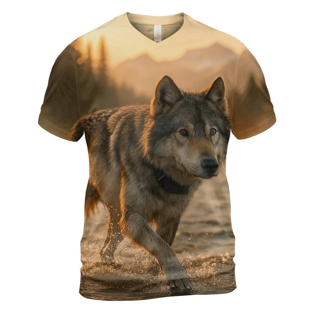 Grey Wolf River Crossing At Dawn custom all-over print shirts