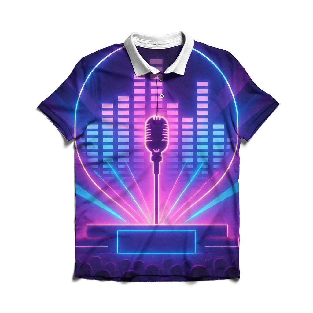 Neon Stage Halo embroidered polo tops
