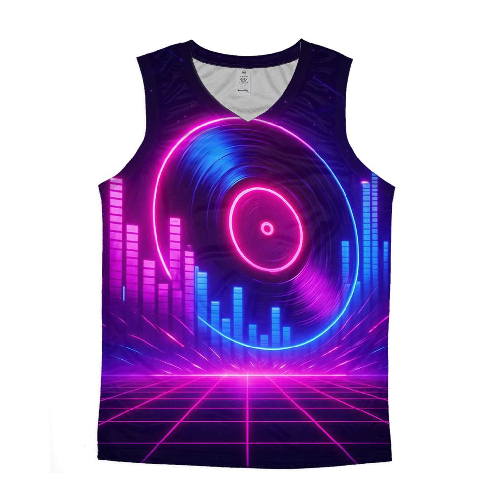 Synthwave Neon Vinyl cotton sleeveless tops