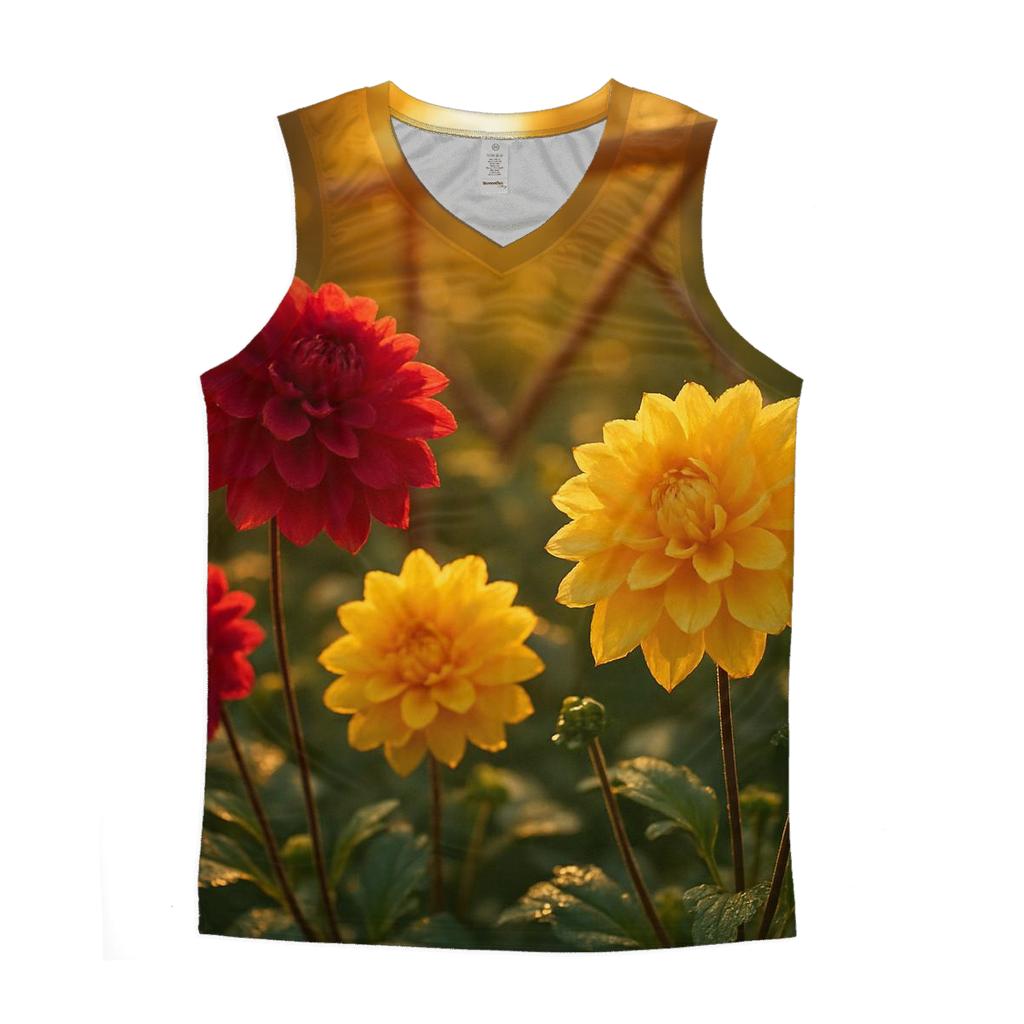 Sunset Garden Symphony graphic print tank tops