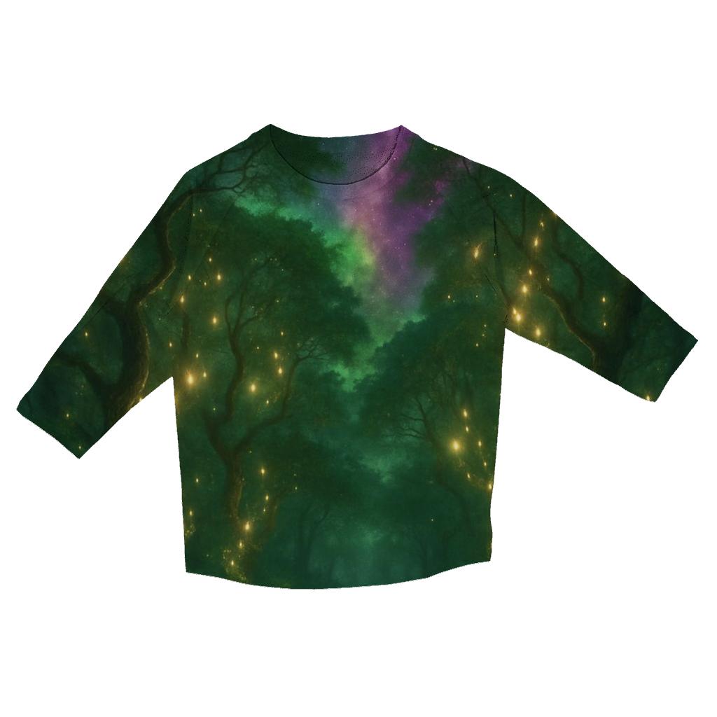 Galactic Forest Whispers printed three quarter sleeve shirts