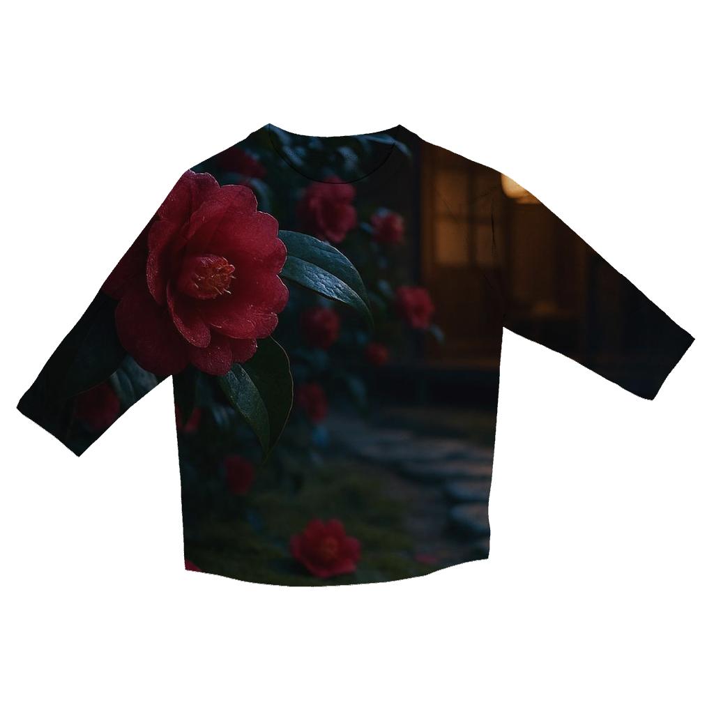 Midnight Tea House Camellia trendy 3/4 sleeve tops