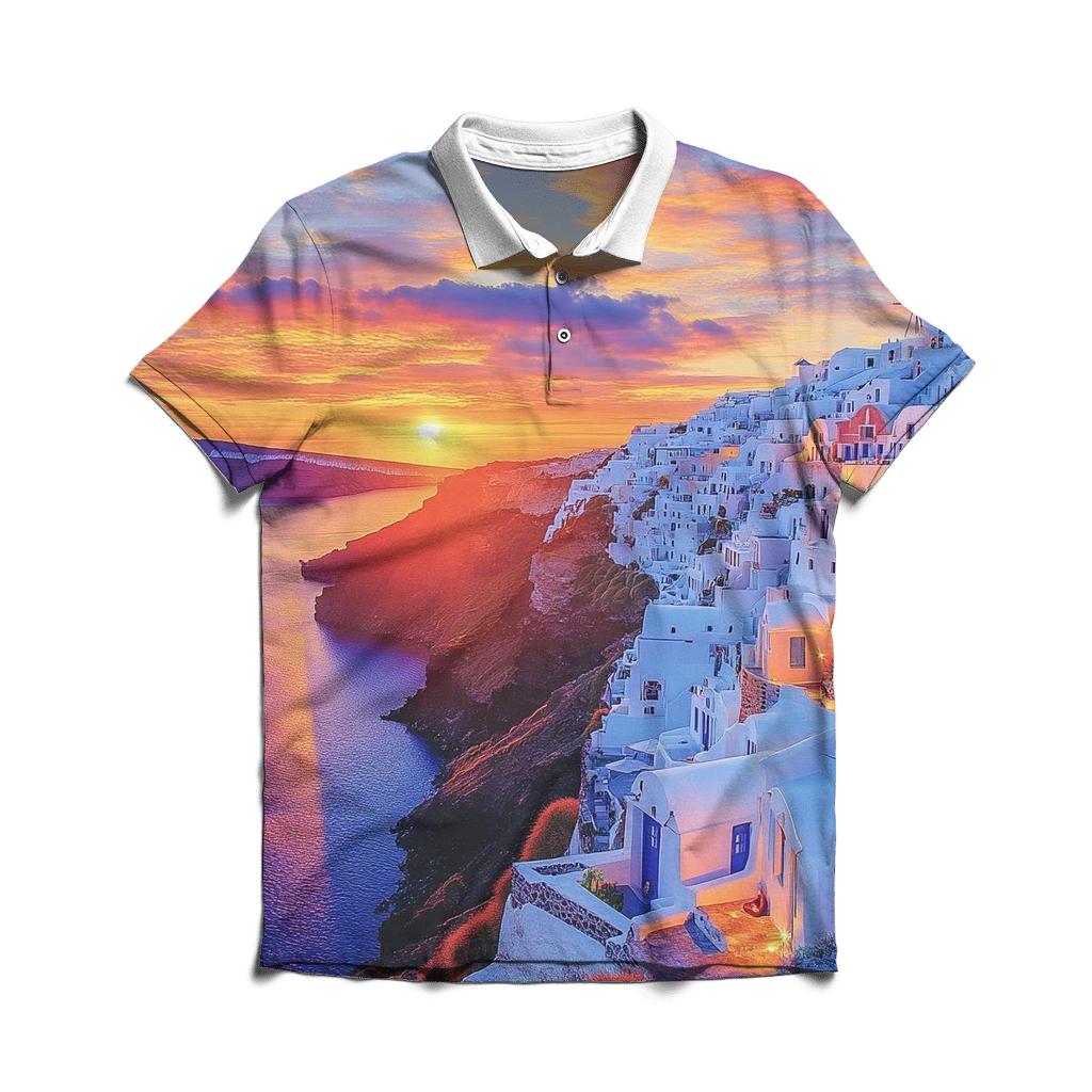 Santorini Cliffs - Santorini branded logo polo shirts