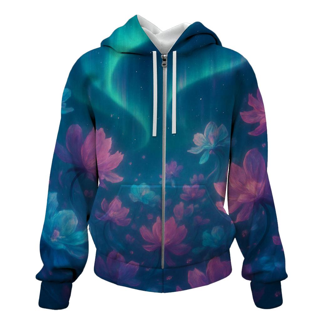 Ethereal Aurora Blossoms pullover hoodies