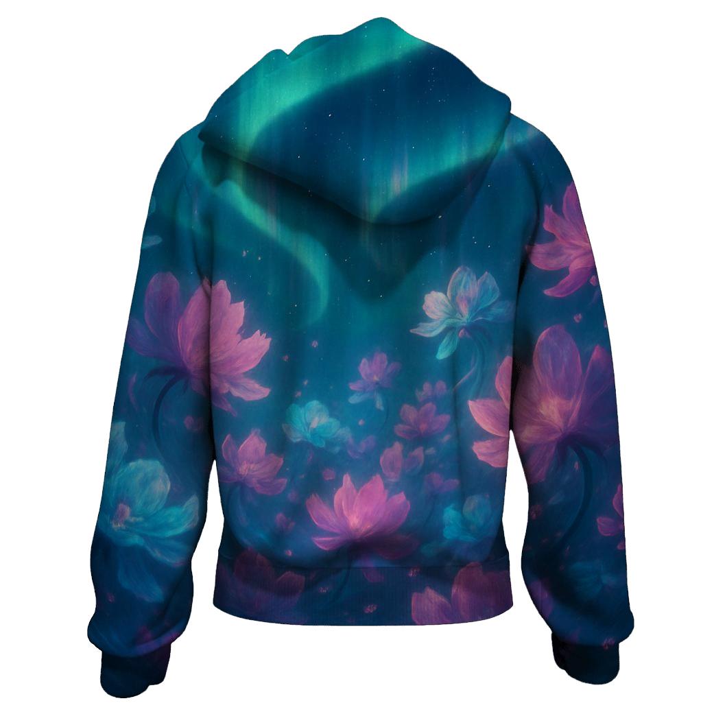 Ethereal Aurora Blossoms pullover hoodies