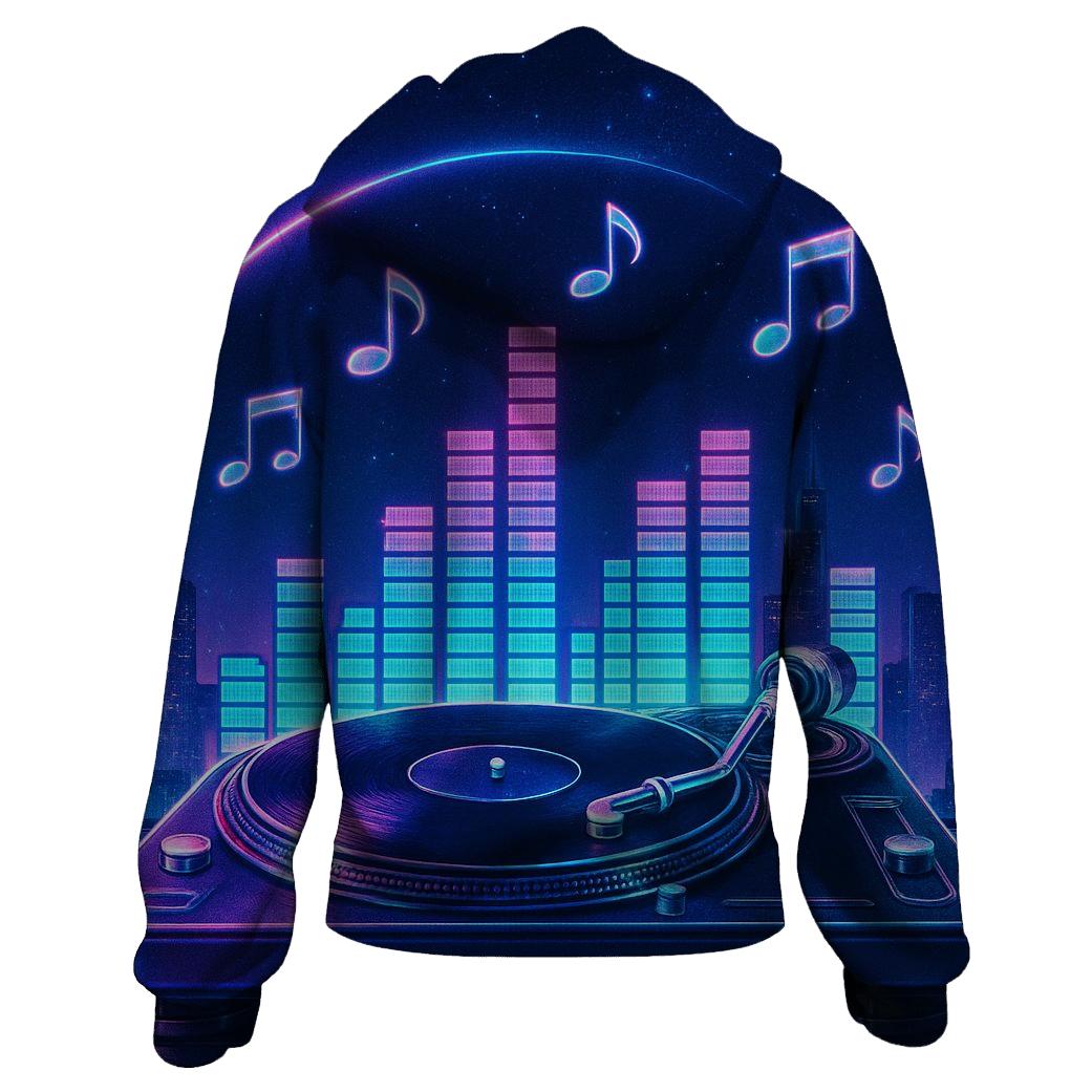 Cosmic Turntable Skyline embroidered hoodies