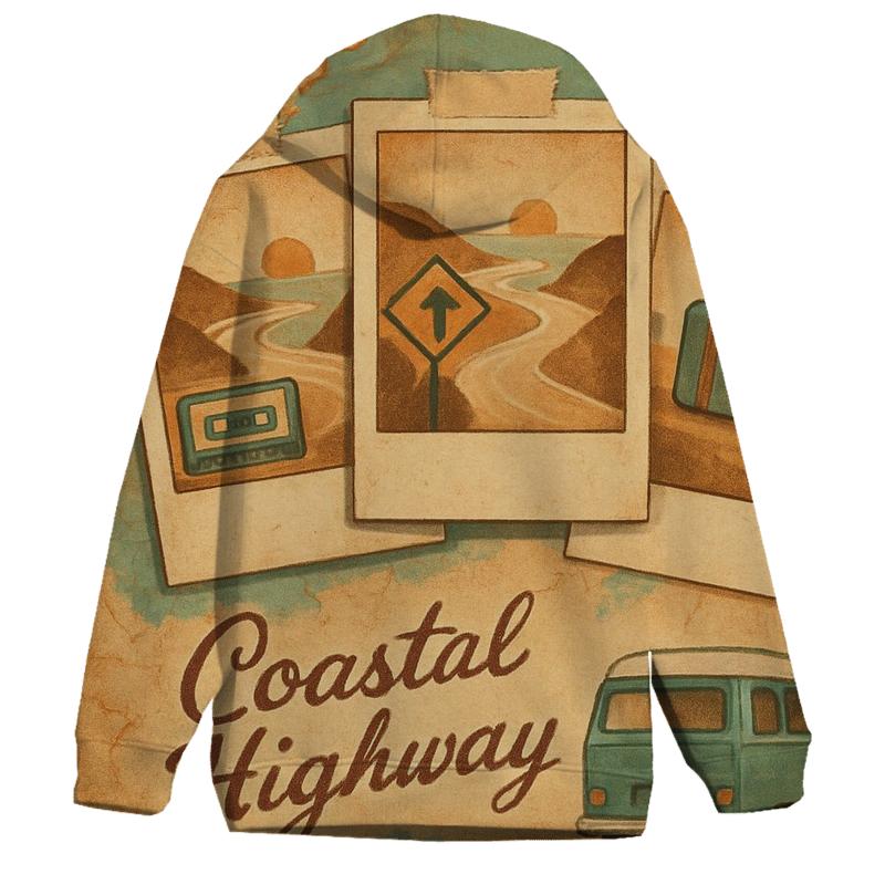 Faded Polaroid Roadtrip Collage embroidered hoodies