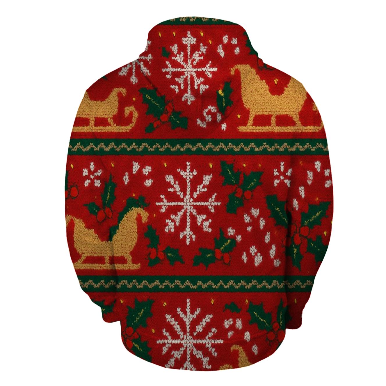 Festive Santa Sleigh Repeat Design printed hoodies