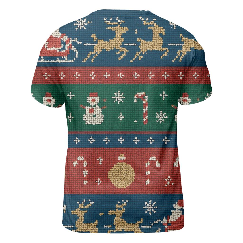 Kitschy Knit Sleighway Rows Design vibrant all-over design tees