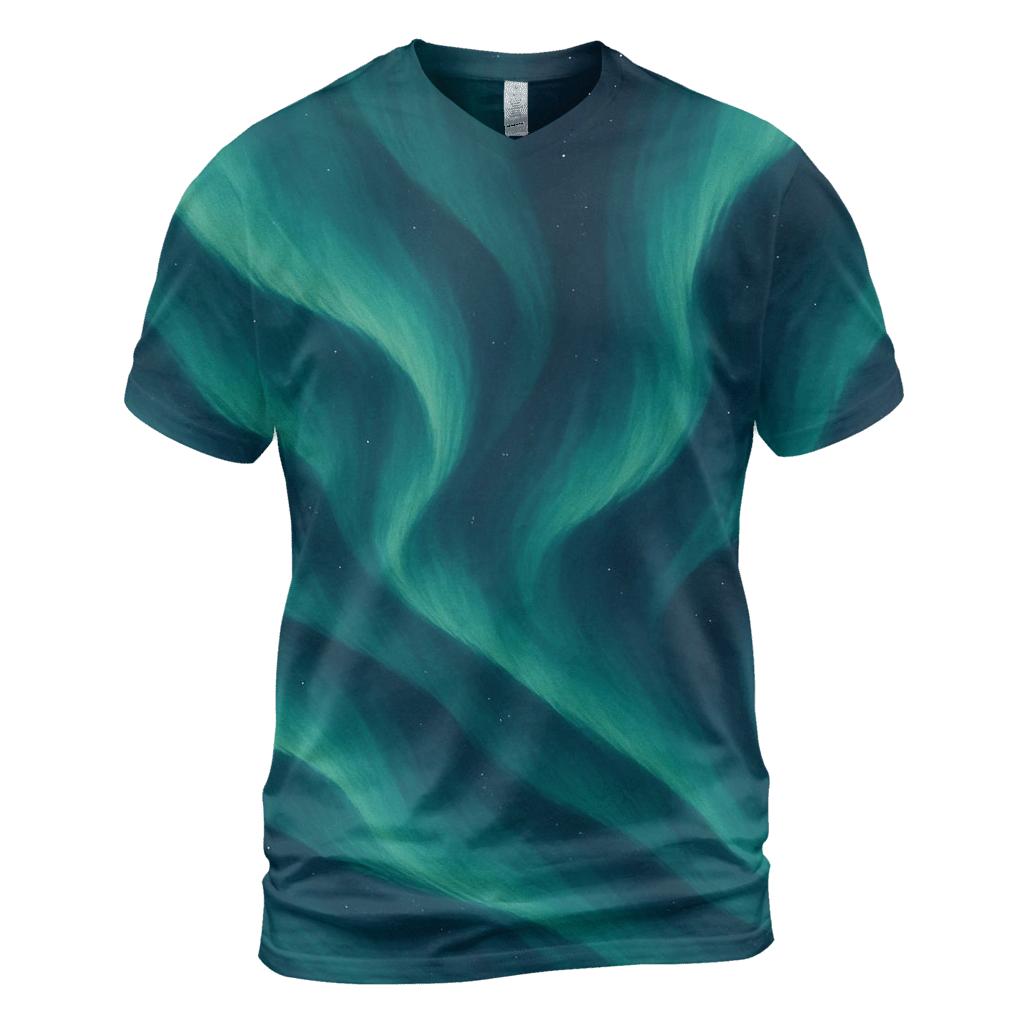 Aurora Veil Cascades artistic all-over print tops