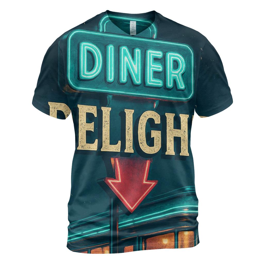 Retro Diner Neon Sign Poster creative print fashion shirts