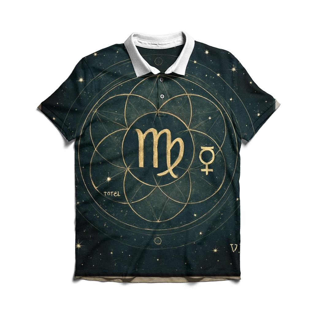 Virgo Earth Mandala Nebula premium cotton polo shirts