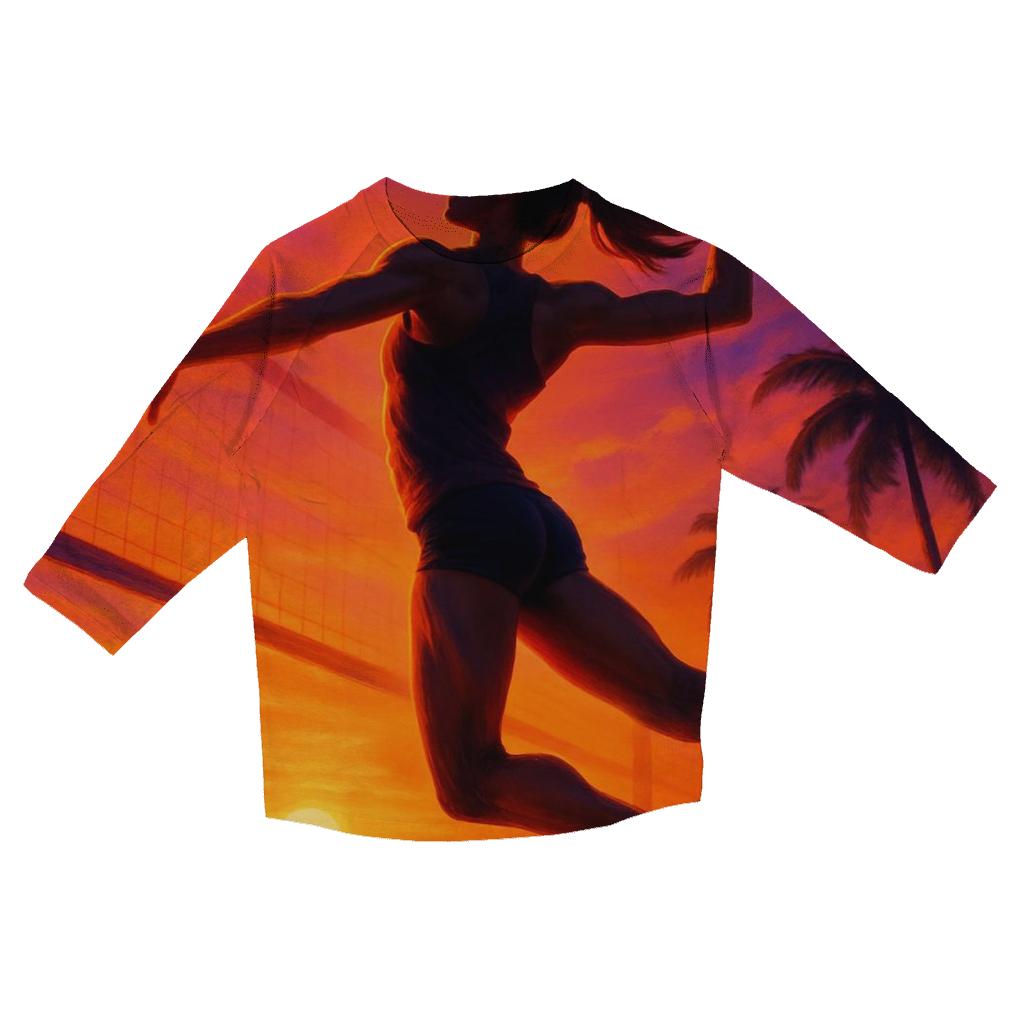 Volleyball Sunset Spike personalized 3/4 sleeve tees