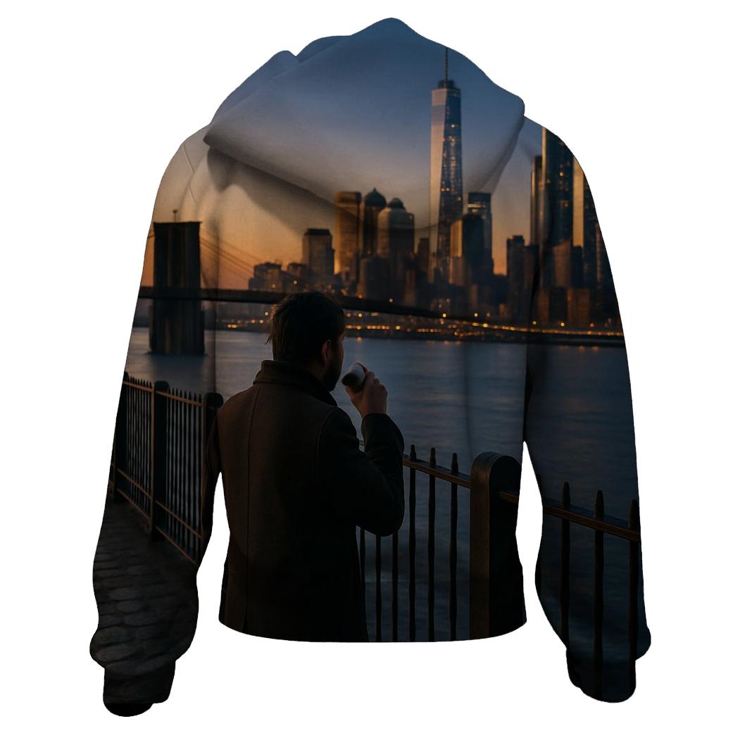 Brooklyn Promenade Dawn Over Lower Manhattan embroidered hoodies