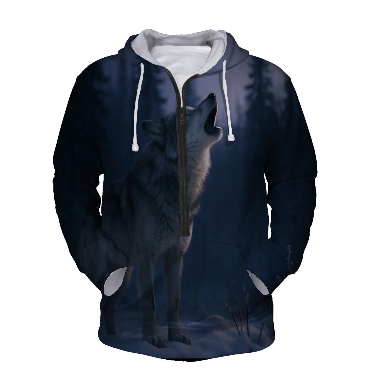 Twilight Howl In Snowy Boreal Forest pullover hoodies