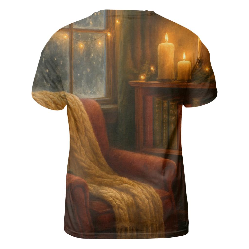 Candlelit Christmas Reading Nook trendy printed shirt styles