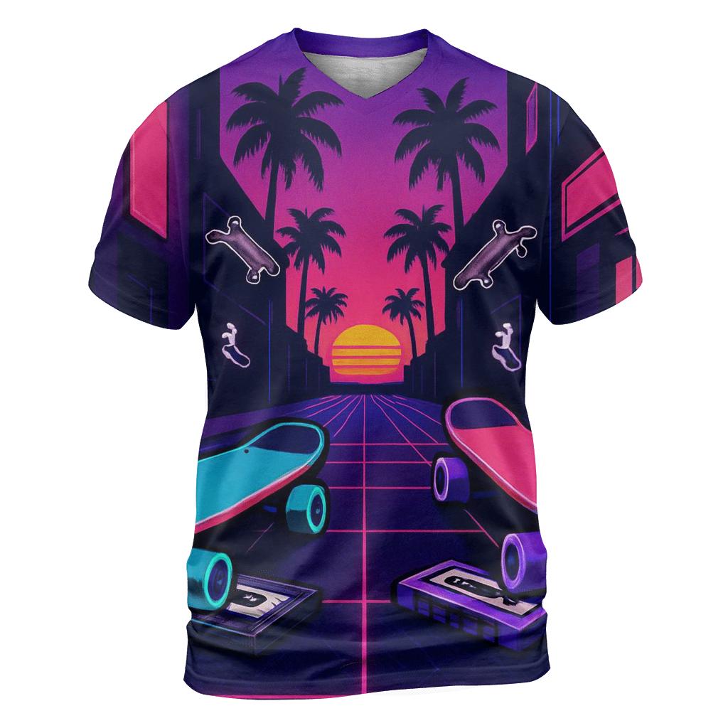 Neon Skateboard Alley creative print fashion shirts
