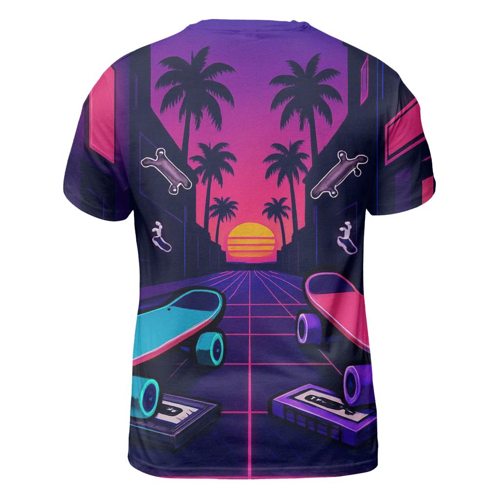 Neon Skateboard Alley creative print fashion shirts