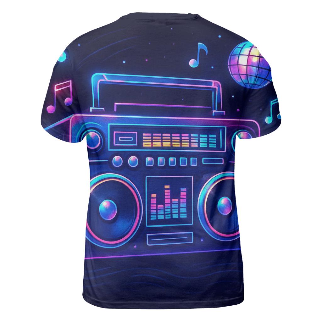 Retro Boombox Rhythm vibrant all-over design tees